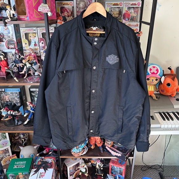 Harley Davidson Heavy Nylon Canvas Jacket Men’s 2XL Black Moto Style